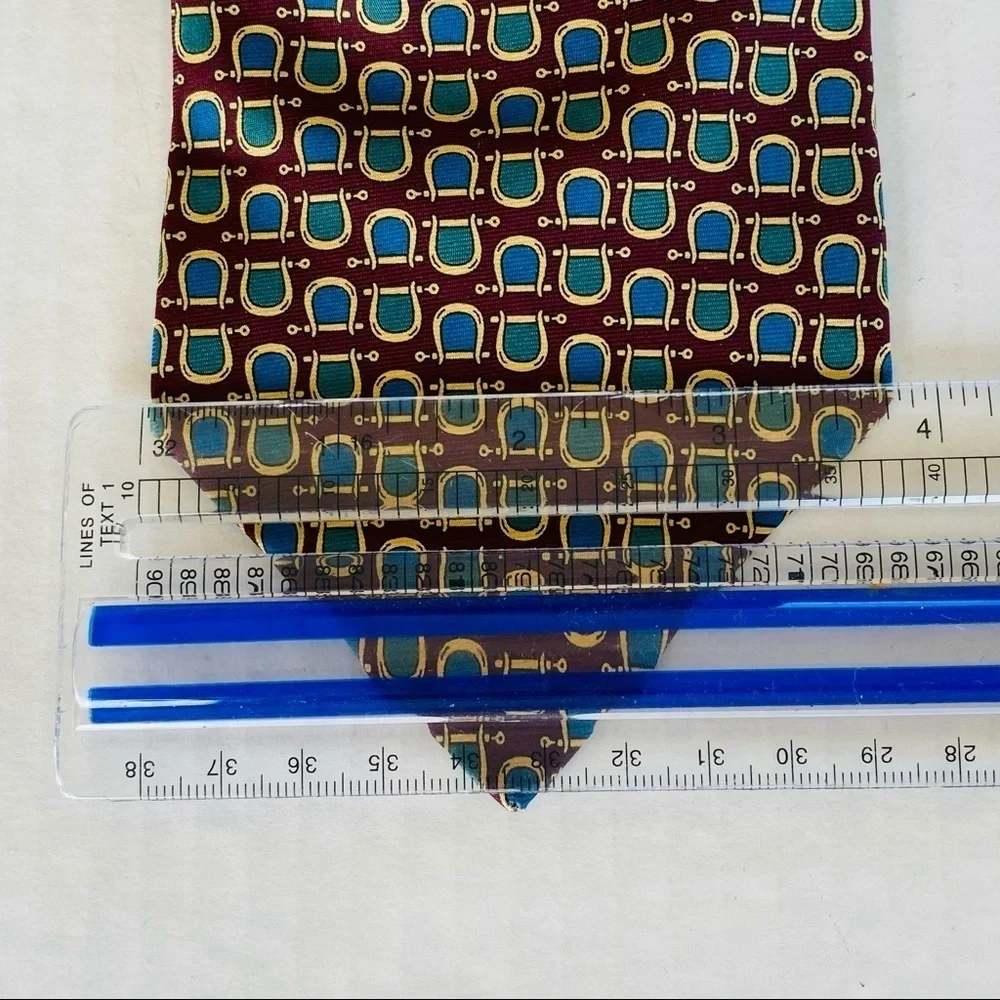 Christian DIOR Silk Neck Tie Burgundy Equestrian Horse Business Preppy Classic
